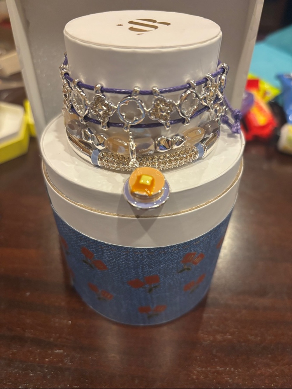 Spring Stack 26: Stacked Like Pancakes Blue and Purple on Rhodium